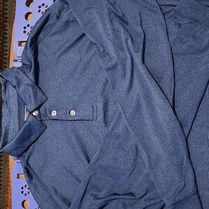 PGA Tour Blue Striped Long-sleeved Polo Shirt